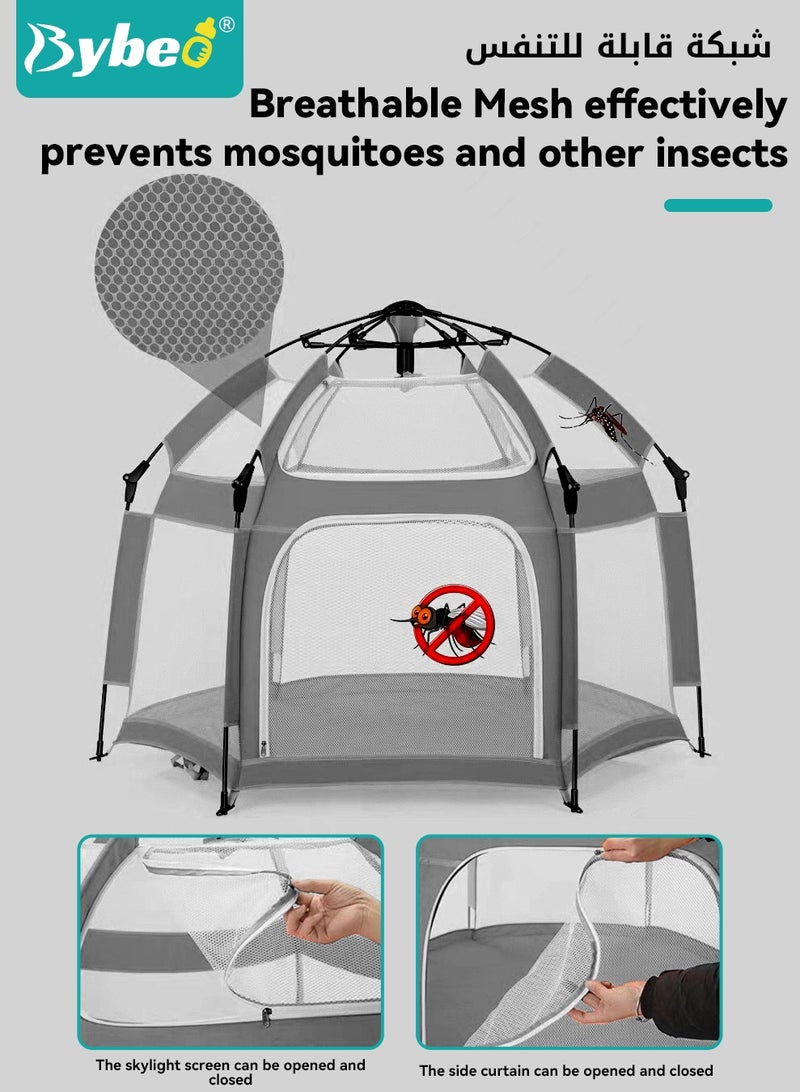 Bybeo Baby Playpen Fence, Portable Toddler Outdoor Playpen with Playmat and Storage Bag, Kids Activity Center, Foldable Pop Up Play Tent for Home, Park, Beach or Camping, No Installation Required, 135*110CM - Image 5